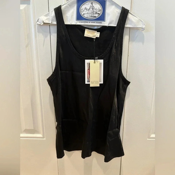 Nation LTD Tops - NATION LTD. Black satin shiny tank blouse size small NWT